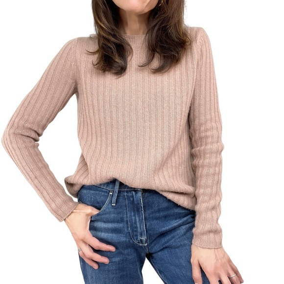 Bloomingdale's Sweaters - C by Bloomingdales 2-Ply Cashmere Ribbed Pink Sweater Medium